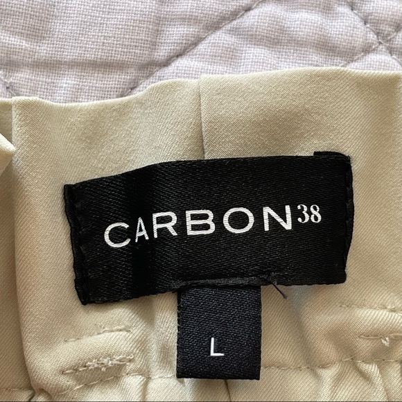 Carbon38 khaki paper bag elastic drawstring tie waist jogger trouser pant large - Picture 6 of 6